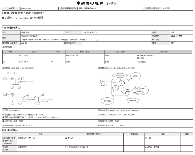 帳票は厚生労働省が示した様式例に対応